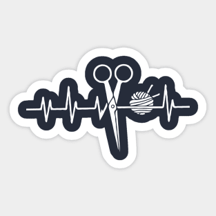 Knitting Heartbeat. Funny Knitting Sticker